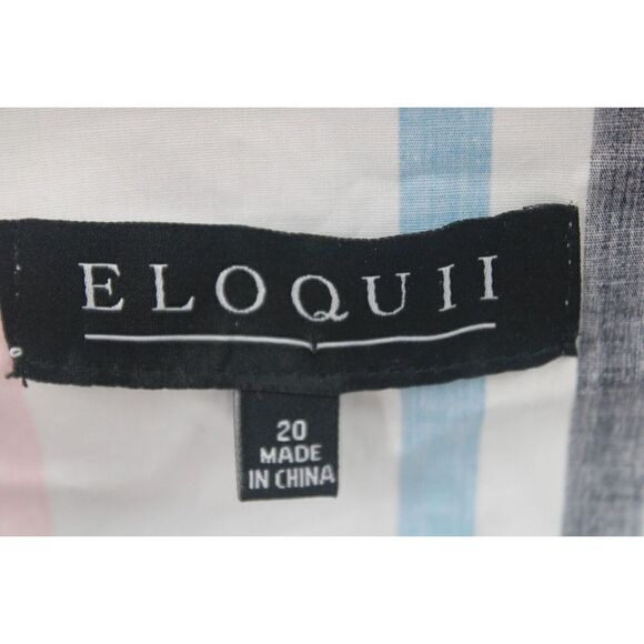 ELOQUI SLEEVELESS LINE PRINT TIE SHOULDERS WRAP DRESS PLUS SIZE 20 MULTICOLOR - Picture 5 of 6